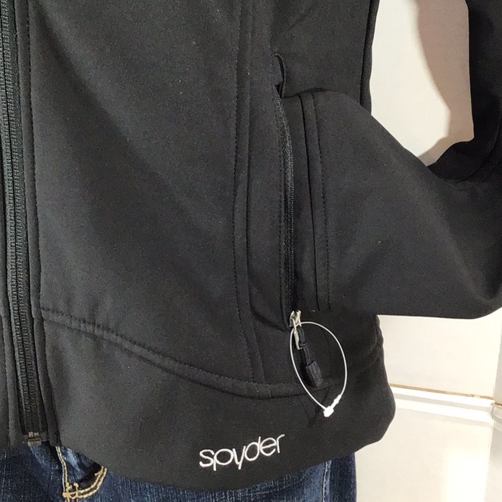 Spyder black zip front hooded jacket NWOT - Picture 5 of 15